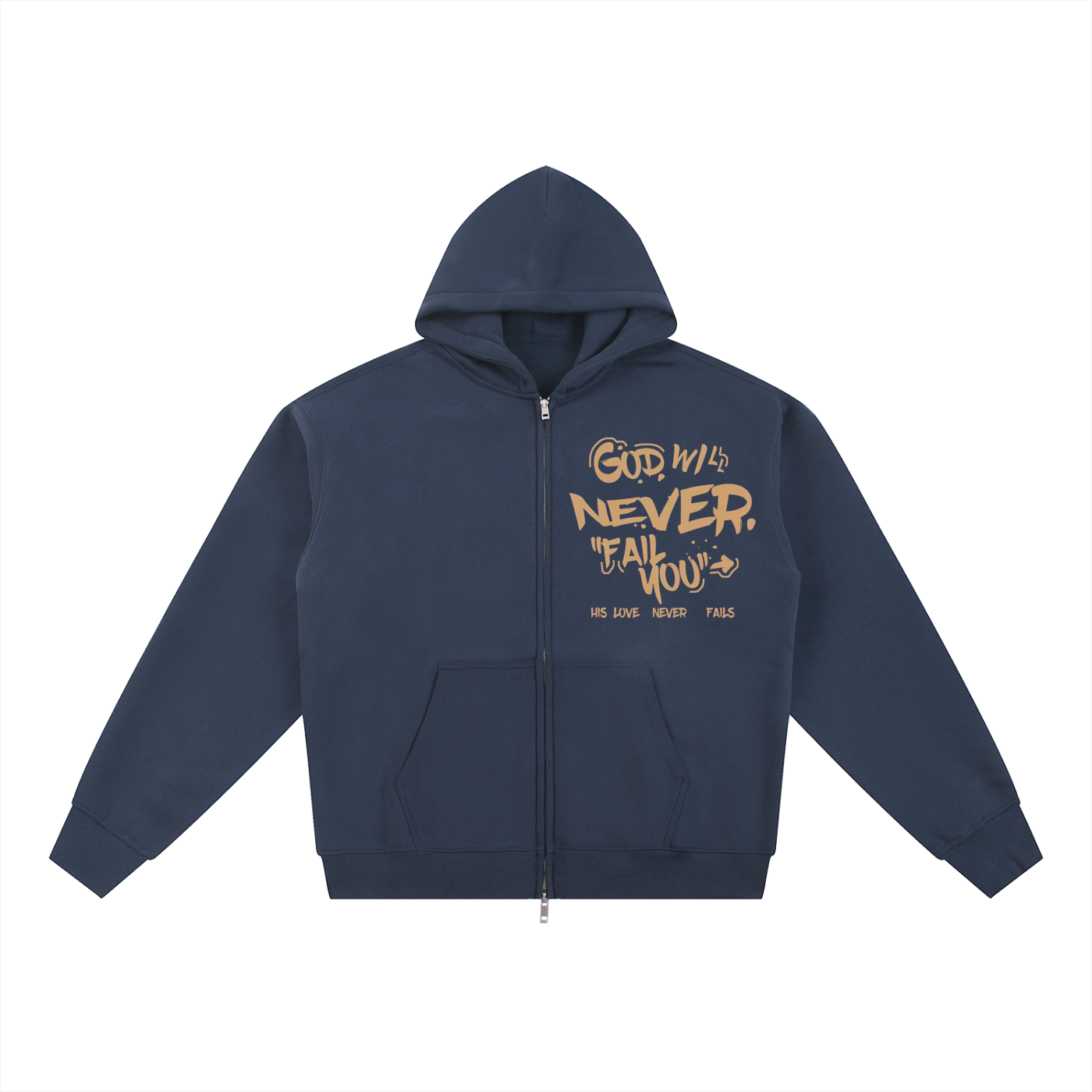 "His Love Never Fails" Essential Fleece Zip-Through Hoodie