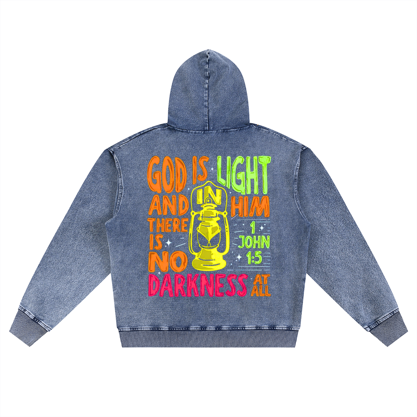 "Jesus is Near" Snow Wash Oversized Zip-Up Hoodie