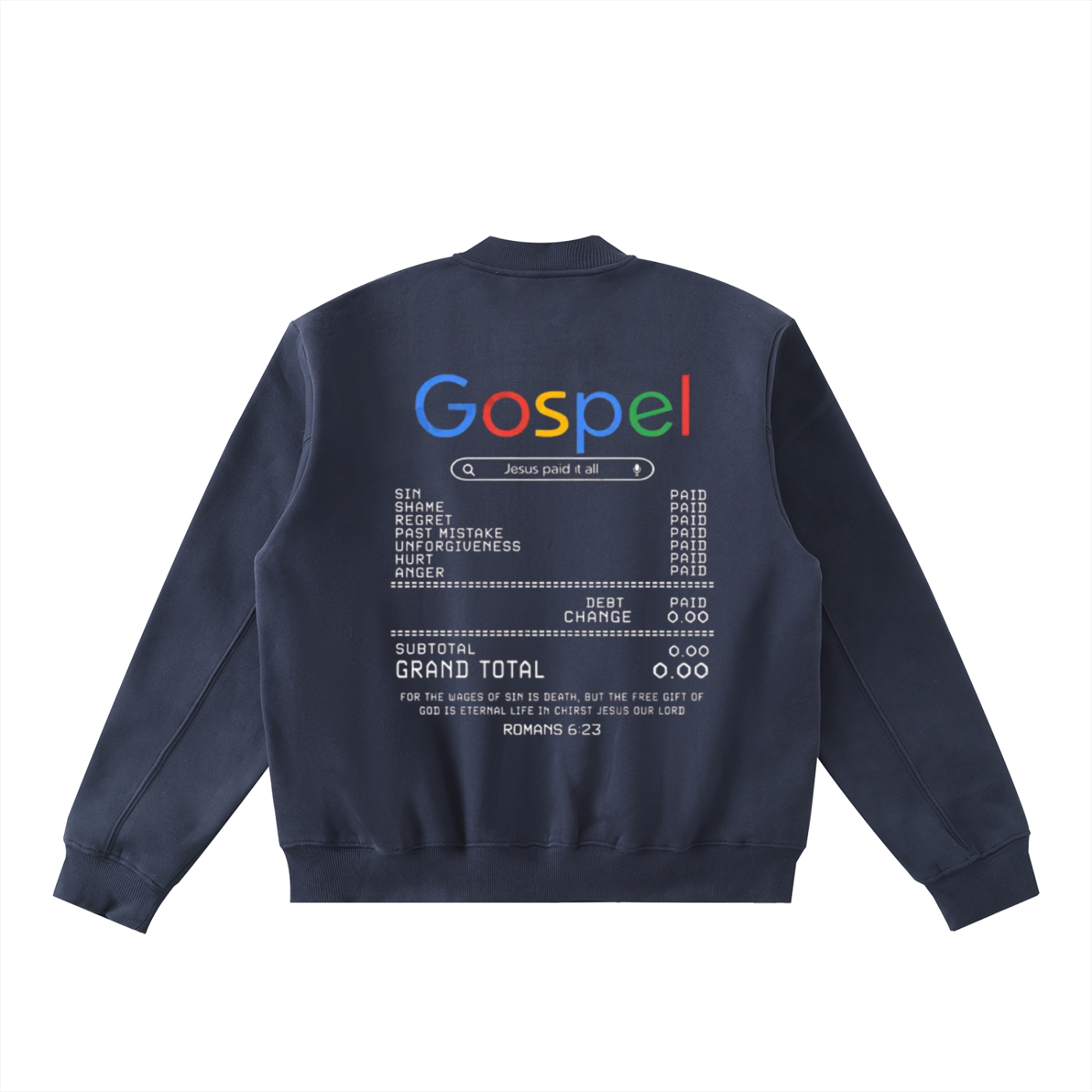 "GOSPEL" Essential Zip-Up Fleeced Varsity Jacket