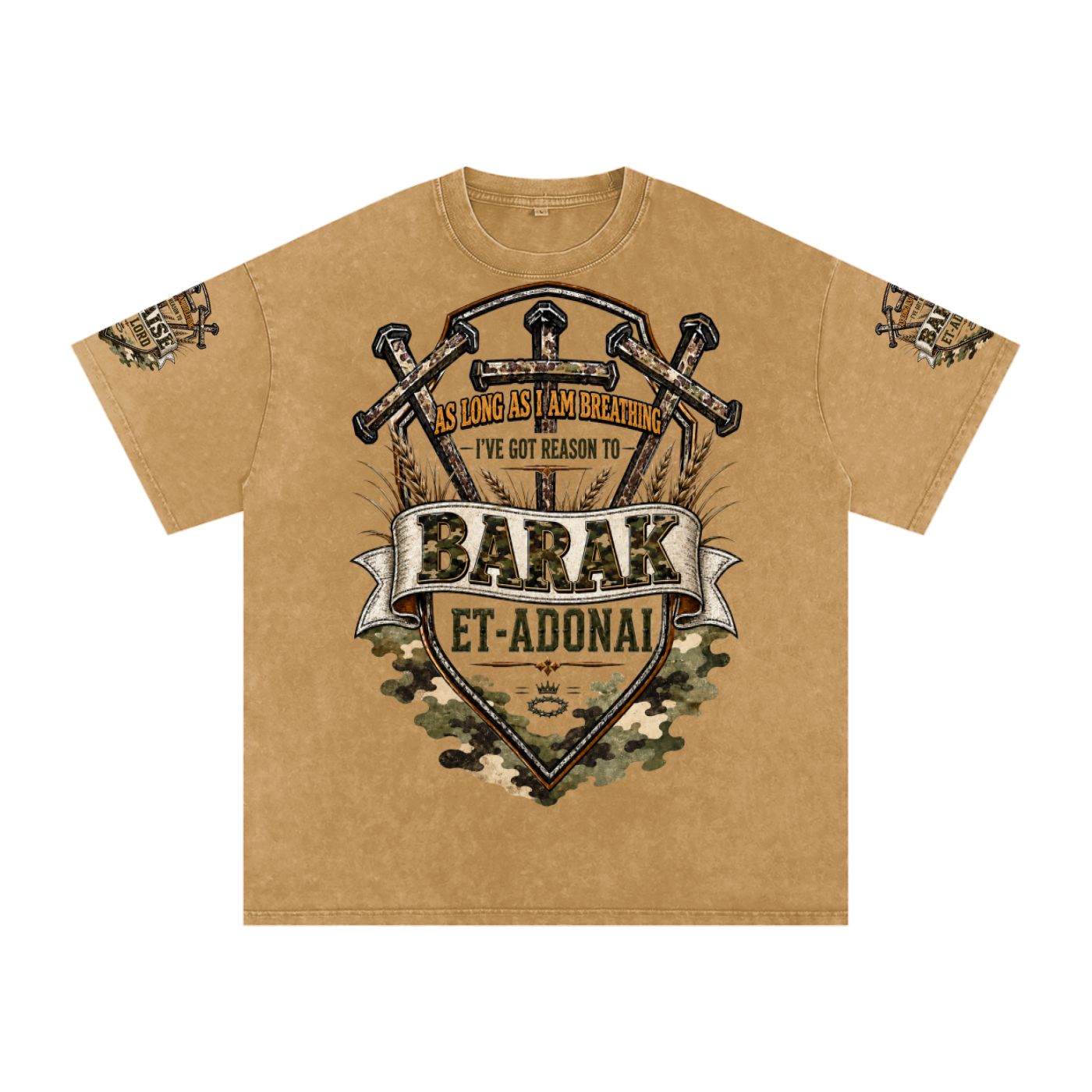 Praise/Barak the Lord Snow Washed Oversized Cotton T-Shirt