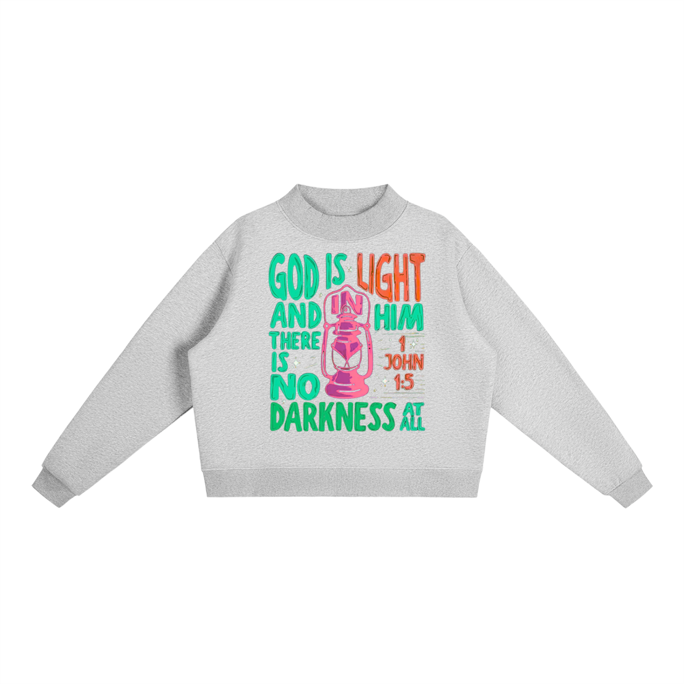 "God is light" Essential Fleece Mock-Neck Crew Sweatshirt