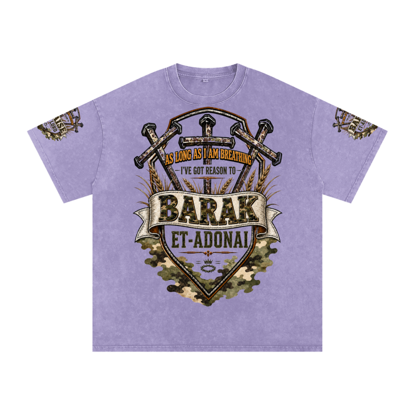 Praise/Barak the Lord Snow Washed Oversized Cotton T-Shirt