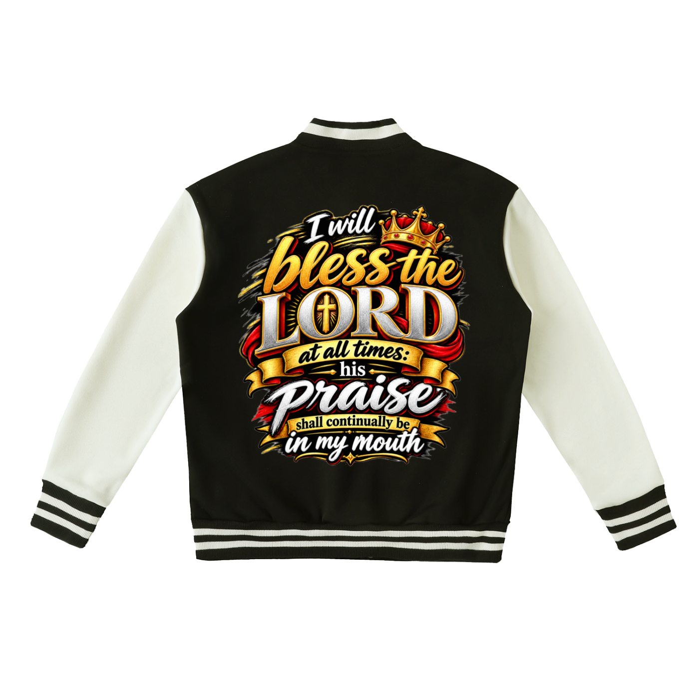 Psalm 34:1 Two-Tone Fleeced Varsity Jacket