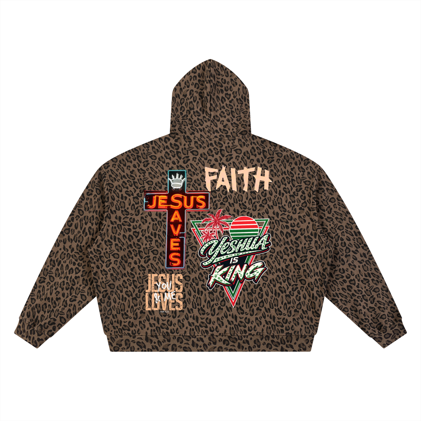 Jesus Unisex Leopard Print Waffle Full Zip Hoodie