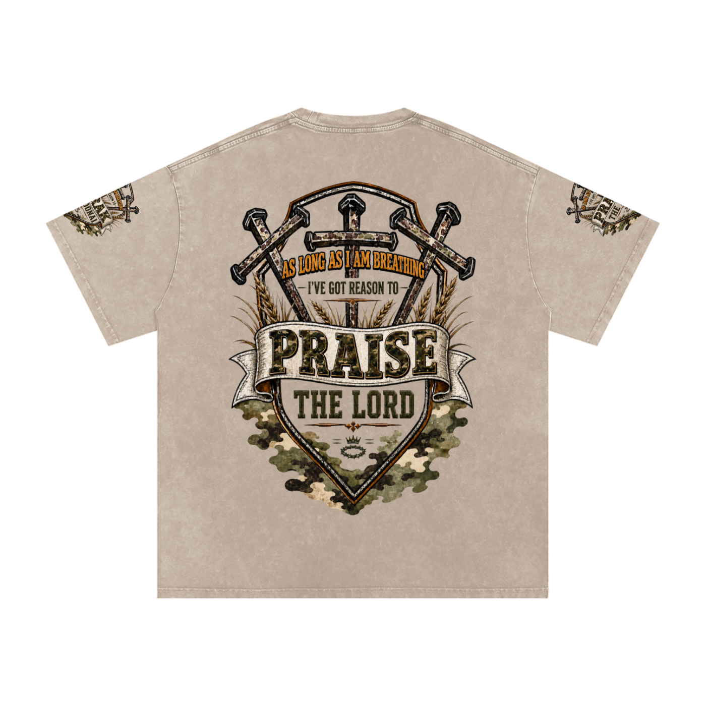 Praise/Barak the Lord Snow Washed Oversized Cotton T-Shirt