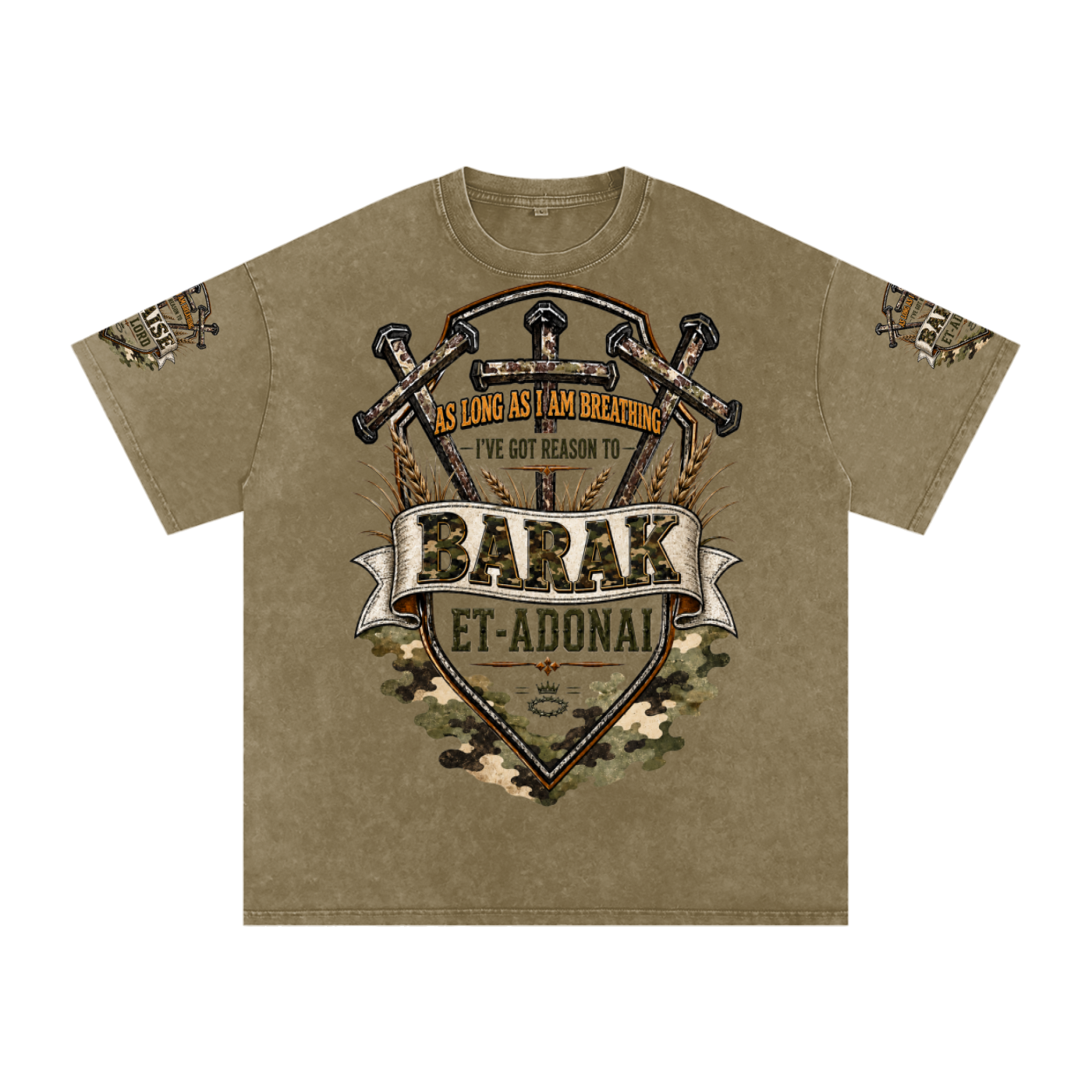 Praise/Barak the Lord Snow Washed Oversized Cotton T-Shirt