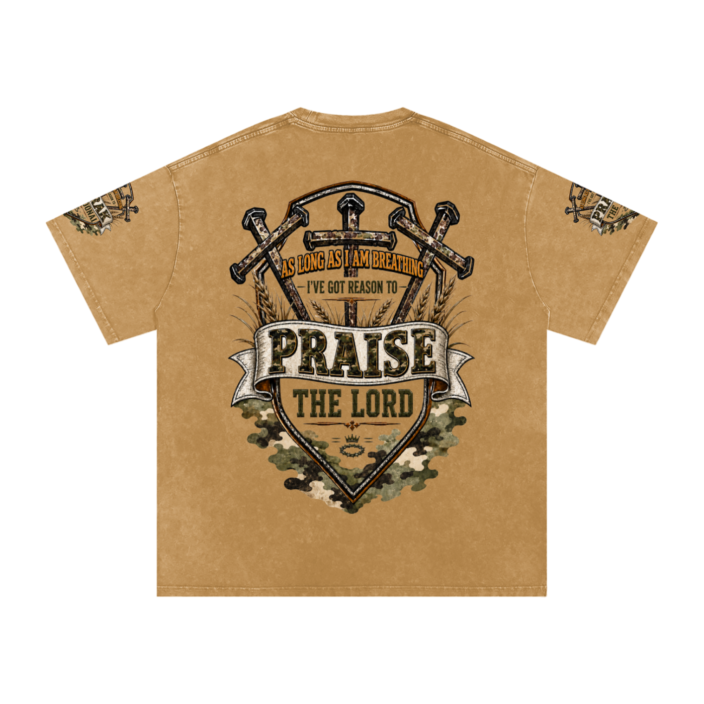Praise/Barak the Lord Snow Washed Oversized Cotton T-Shirt