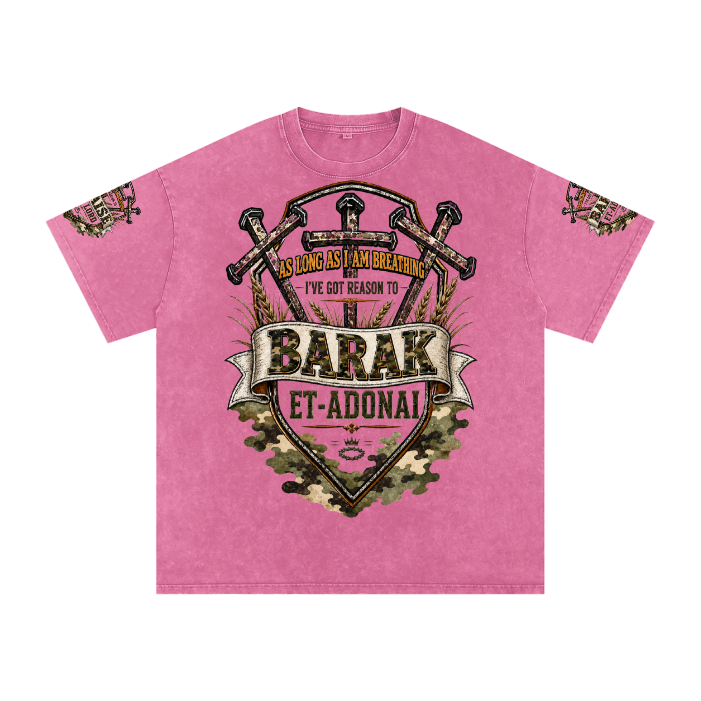 Praise/Barak the Lord Snow Washed Oversized Cotton T-Shirt