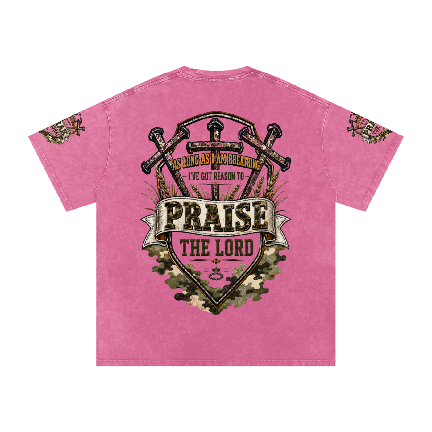 Praise/Barak the Lord Snow Washed Oversized Cotton T-Shirt