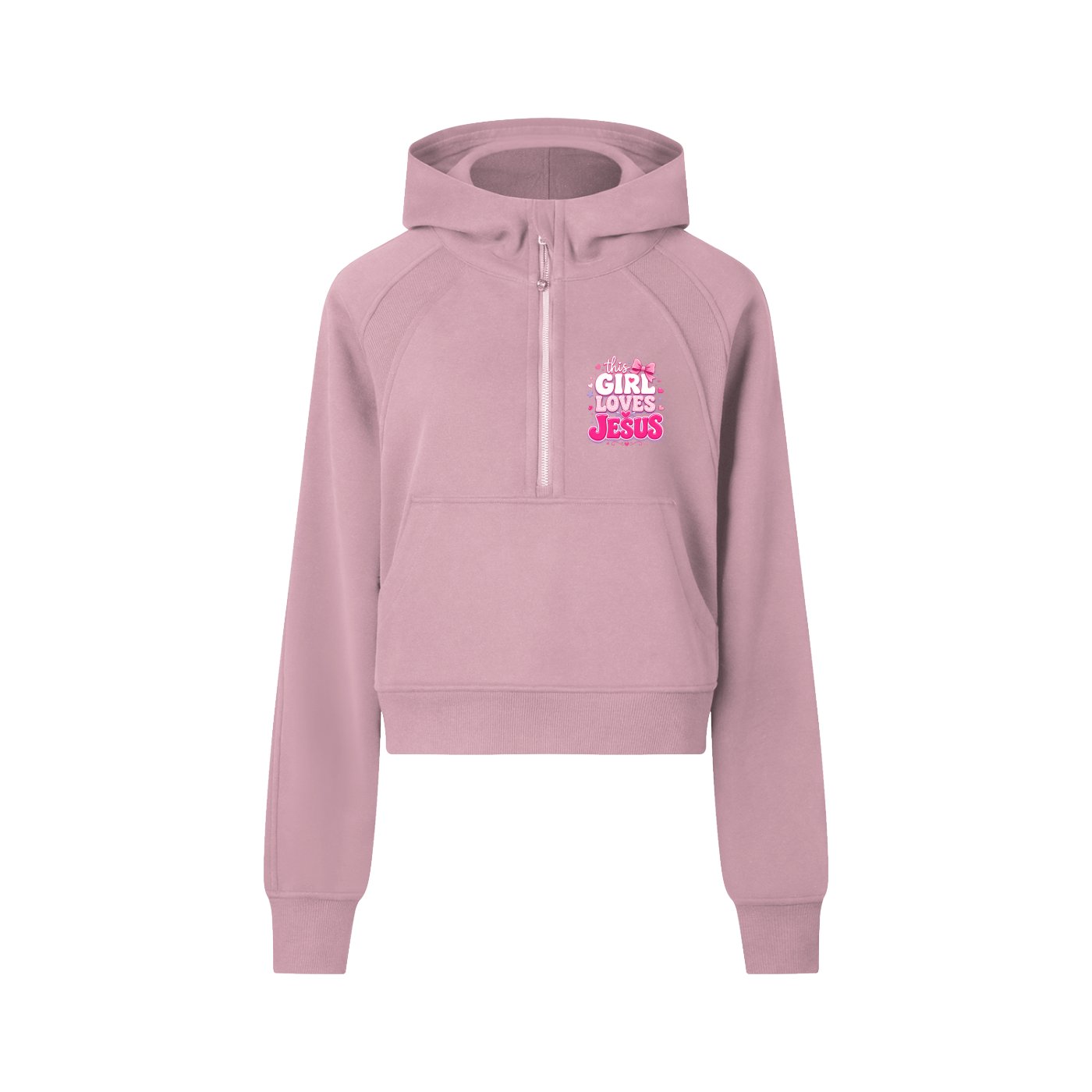 Jesus Loves You Cropped Half-Zip Hoodie