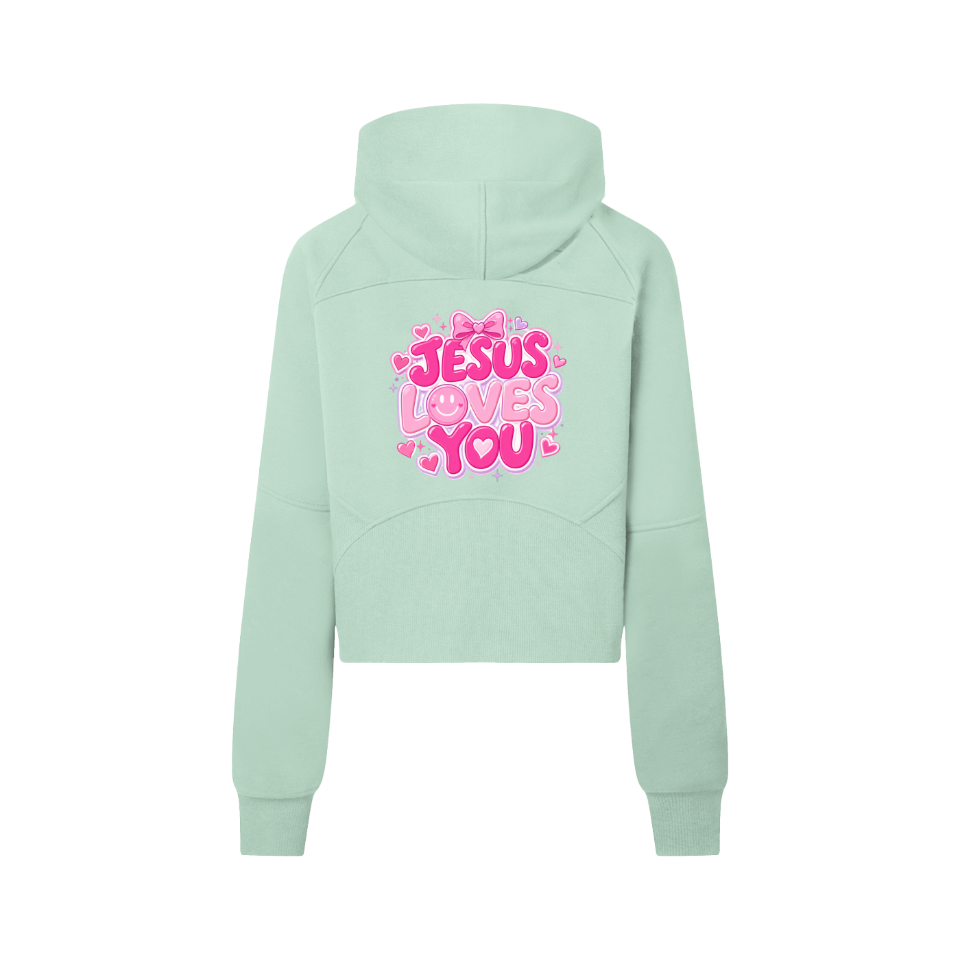 Jesus Loves You Cropped Half-Zip Hoodie