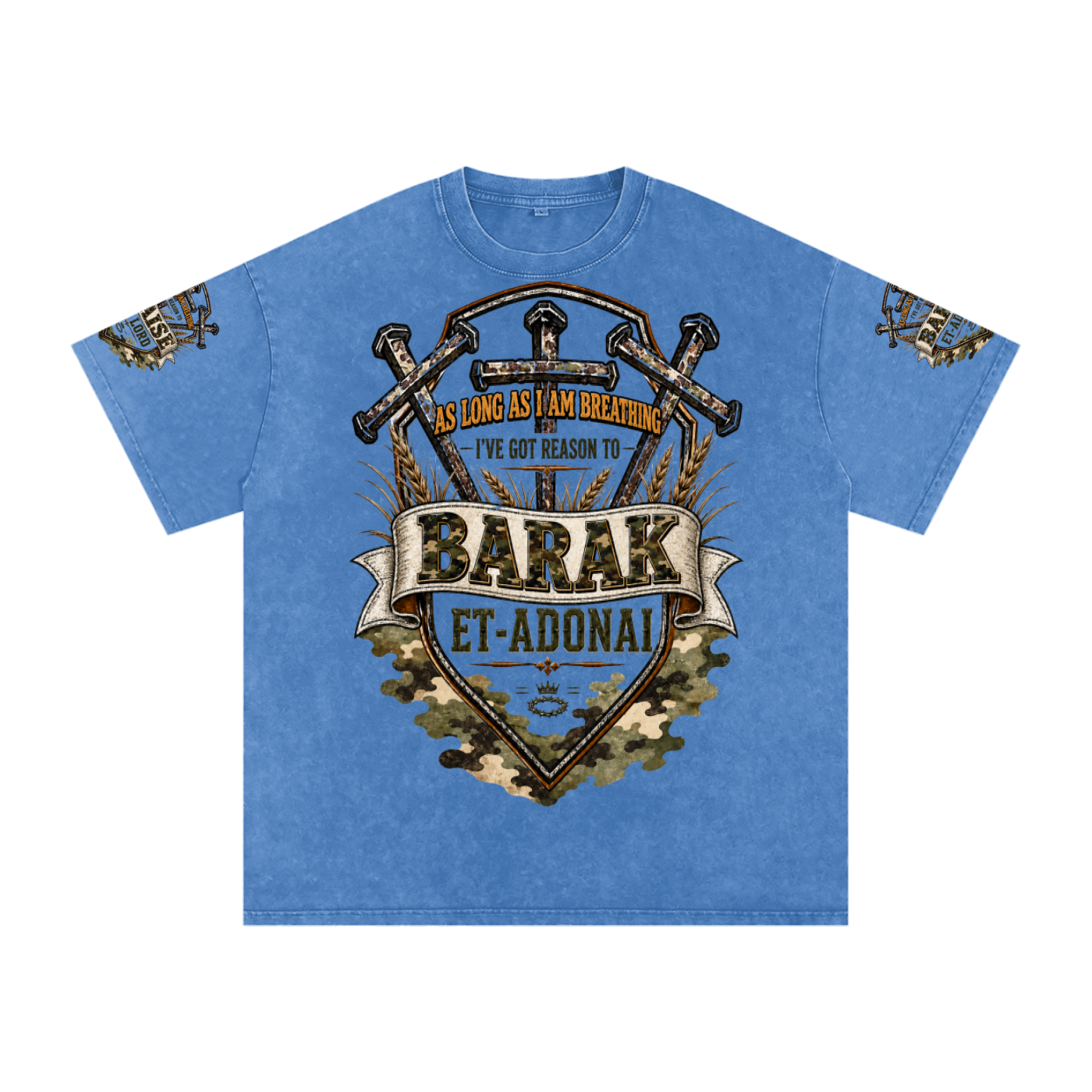 Praise/Barak the Lord Snow Washed Oversized Cotton T-Shirt