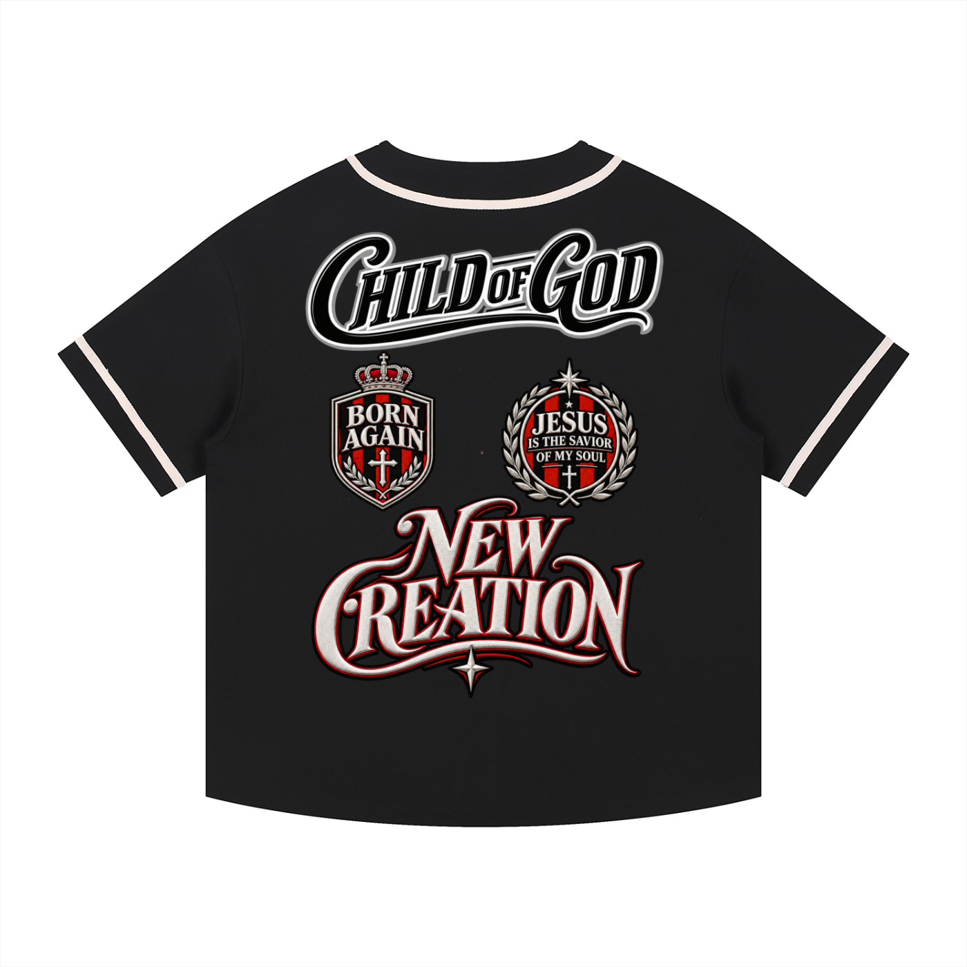 Child of God/New Creation Contrast Piped Button-Up Jersey