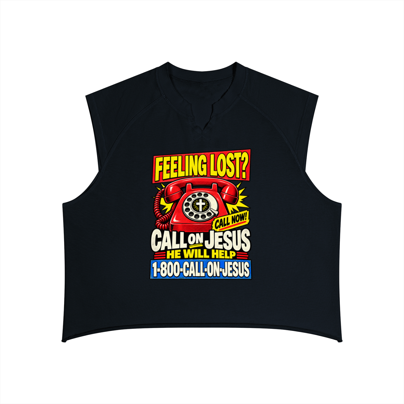 Call on Jesus Men’s Boxy Raw Hem Tank Top