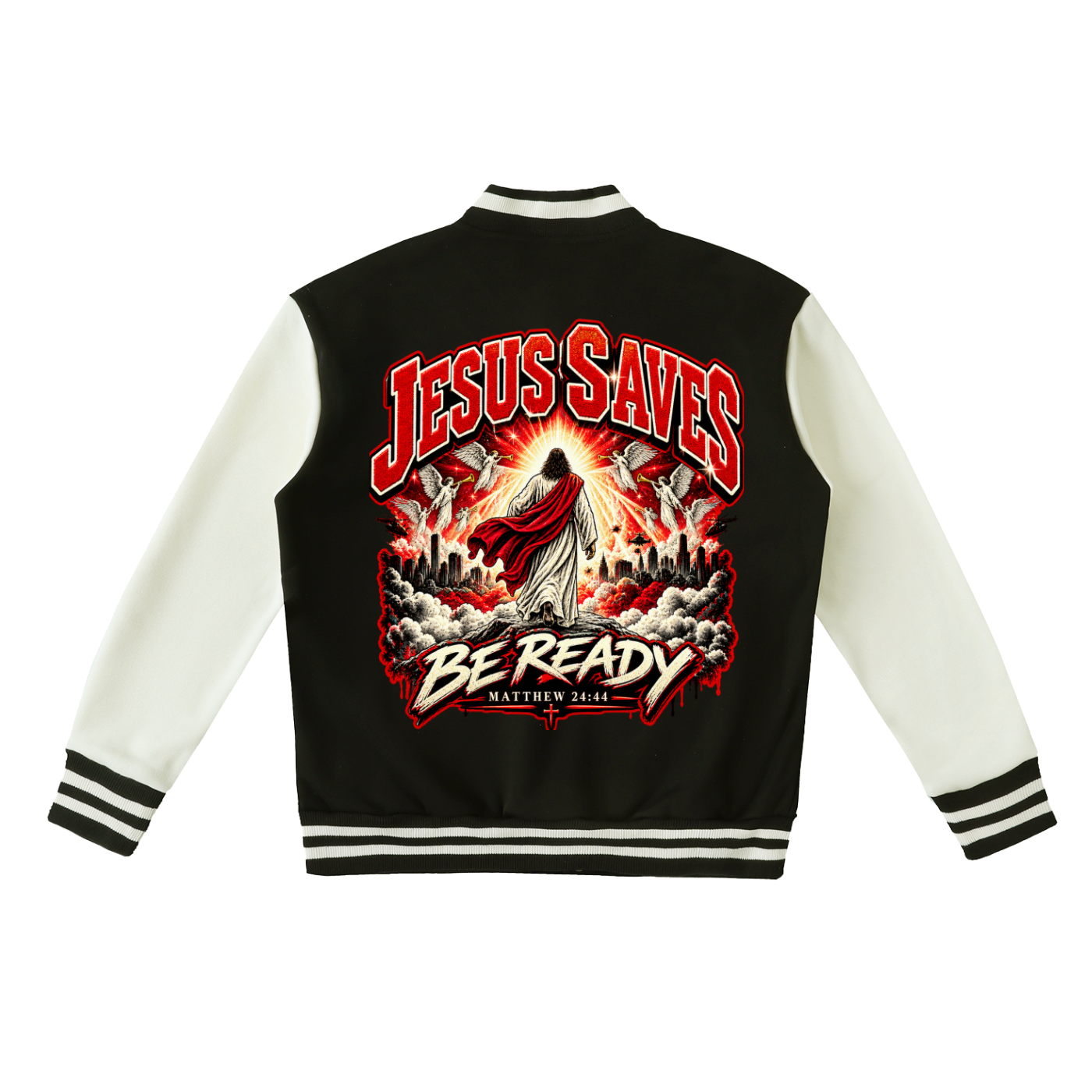 Jesus Saves Two-Tone Fleeced Varsity Jacket