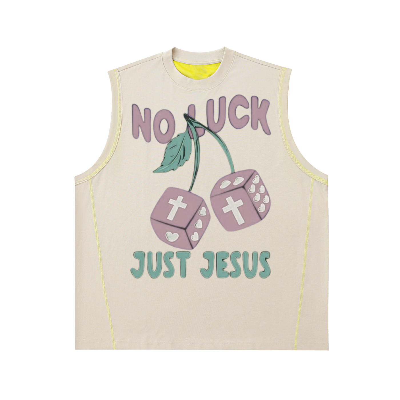 No Luck, Just Jesus Contrast Panel Cooling Performance Tank Top