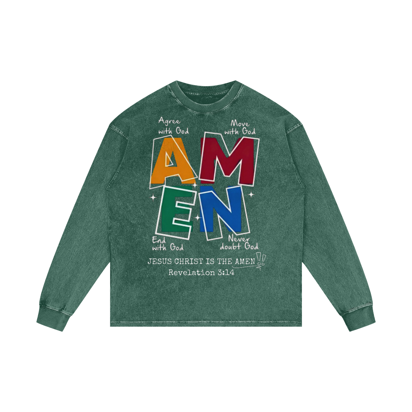 "Amen" Acid Wash Oversize Long Sleeve T-Shirt
