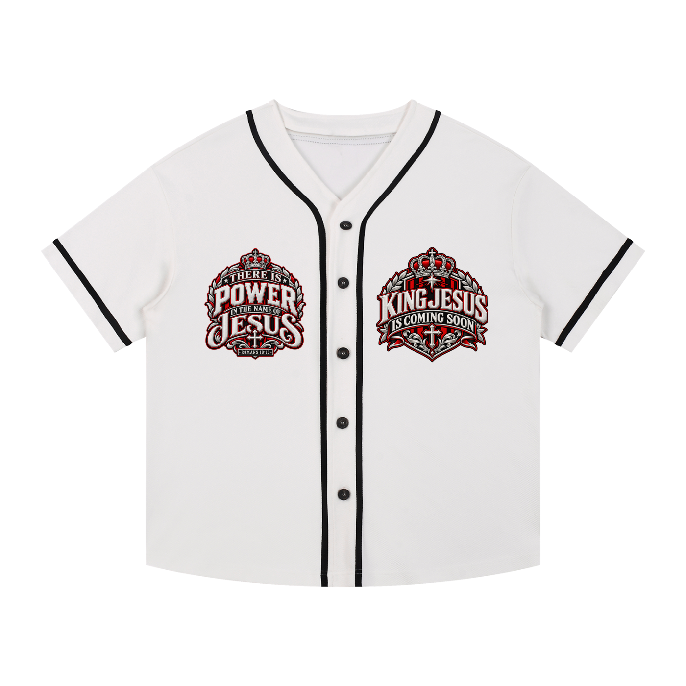 Child of God/New Creation Contrast Piped Button-Up Jersey