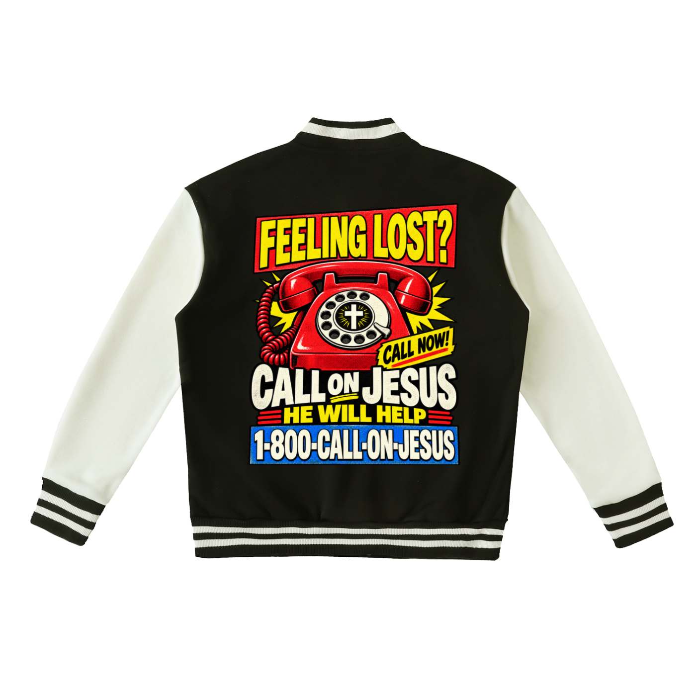 There's Power in the name of Jesus Two-Tone Fleeced Varsity Jacket