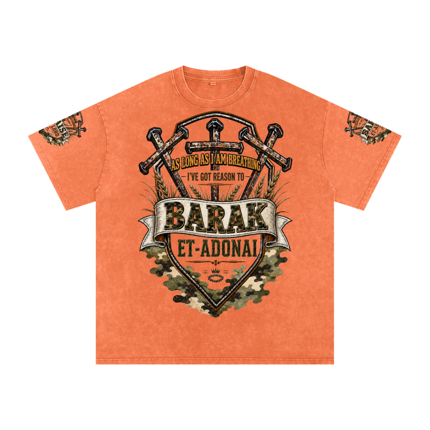 Praise/Barak the Lord Snow Washed Oversized Cotton T-Shirt