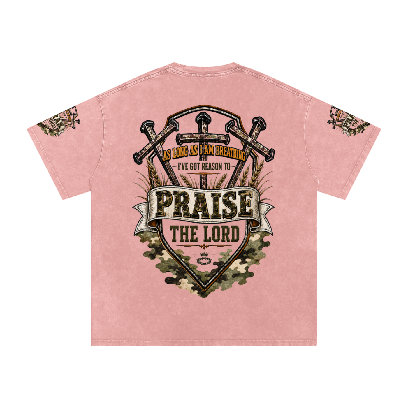 Praise/Barak the Lord Snow Washed Oversized Cotton T-Shirt