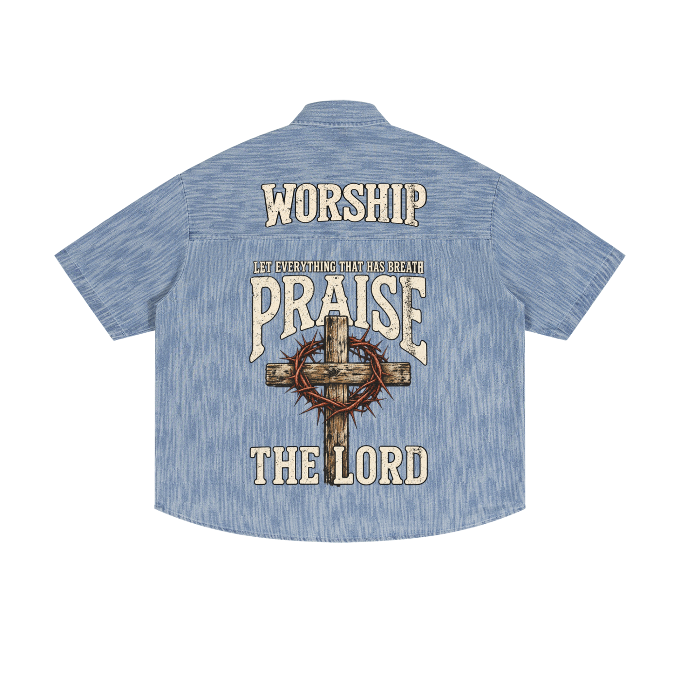 Worship Unisex Boxy Vintage Wash Denim Shirt