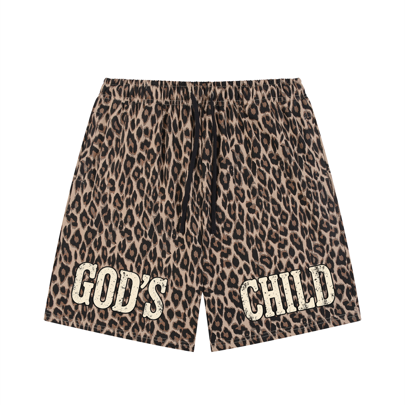 God's Child Unisex Heavyweight Leopard Drawstring Shorts
