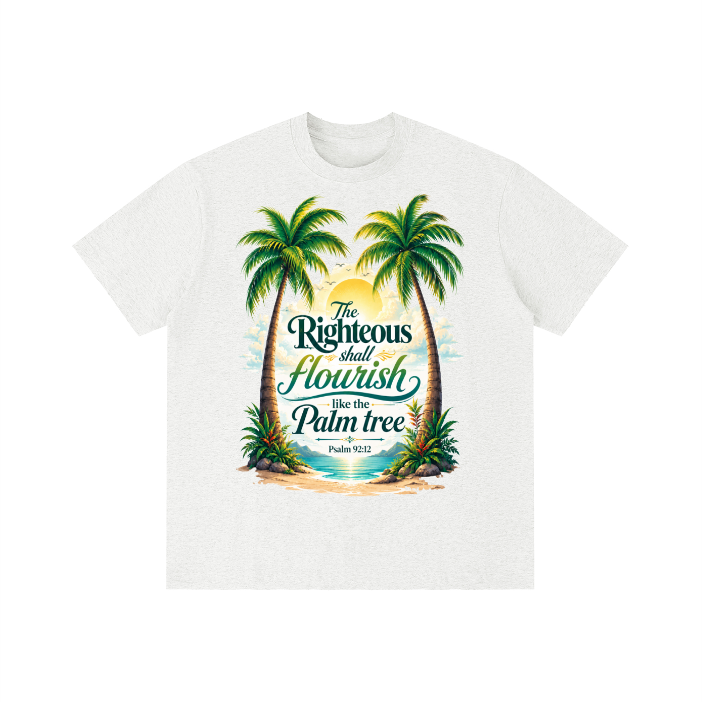 Psalm 92:12/Palm Tree Unisex Vintage Wash Distressed T-Shirt