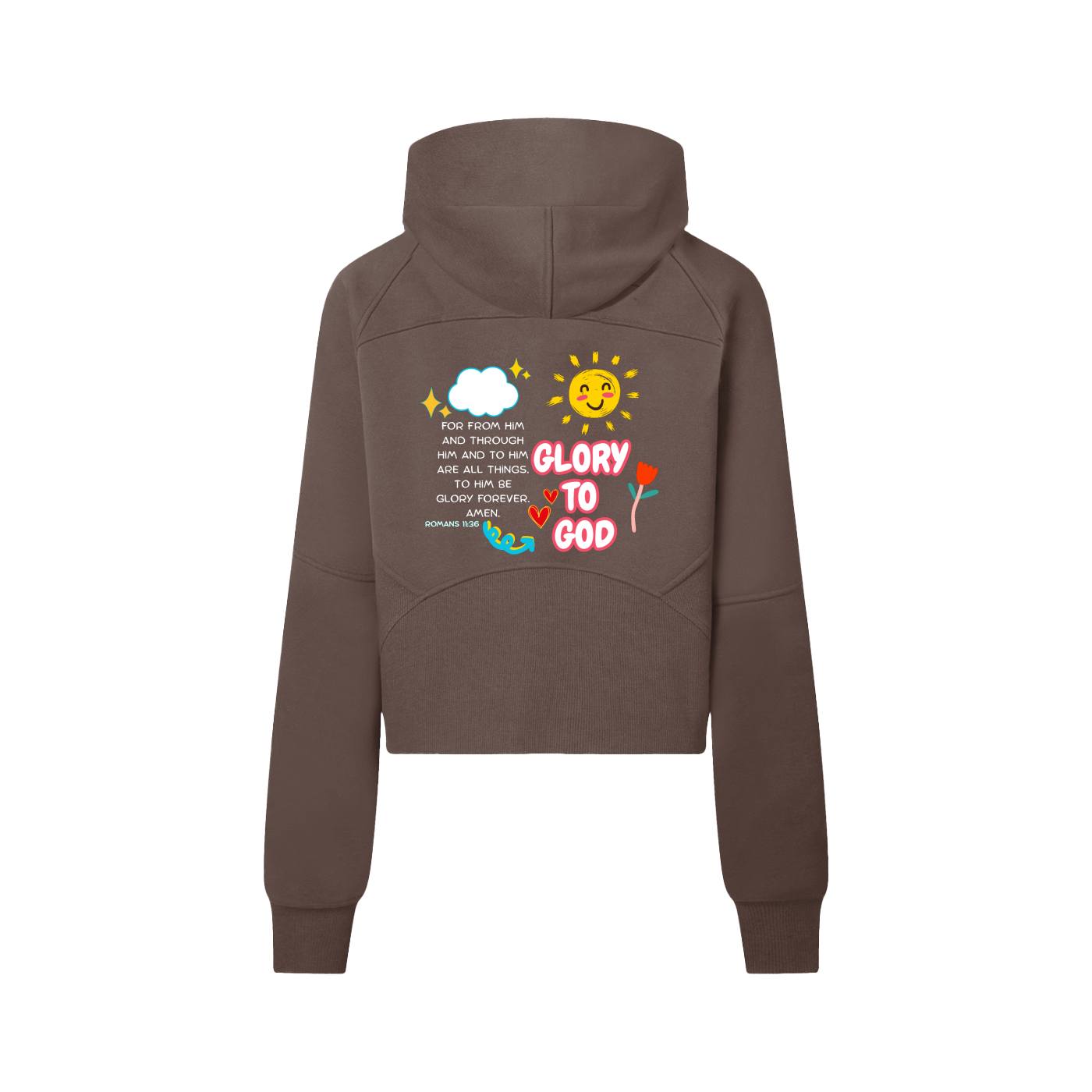 "Glory to God" women's Cropped Half-Zip Hoodie