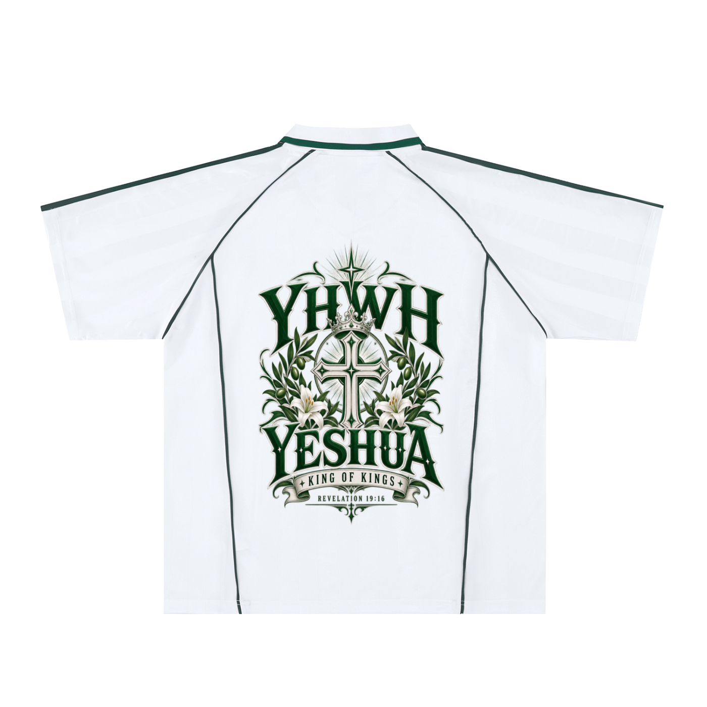 Yeshua Saves/YHWH Shadow Stripe Collared Soccer Jersey