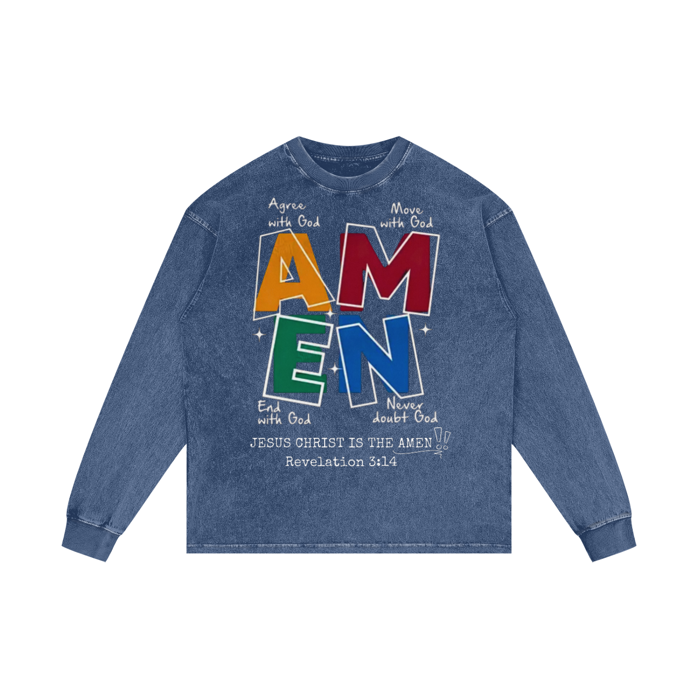 "Amen" Acid Wash Oversize Long Sleeve T-Shirt