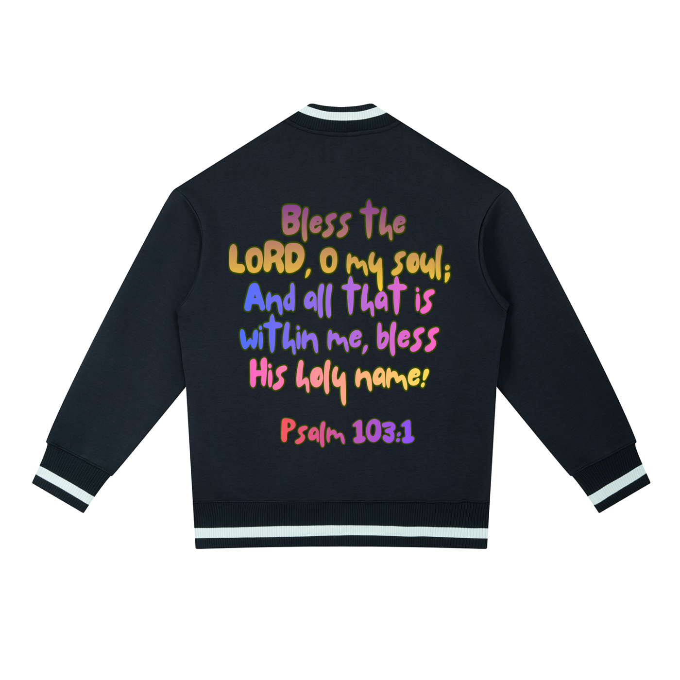 "Psalm 103:1" Contrast Piping Zip Bomber Jacket