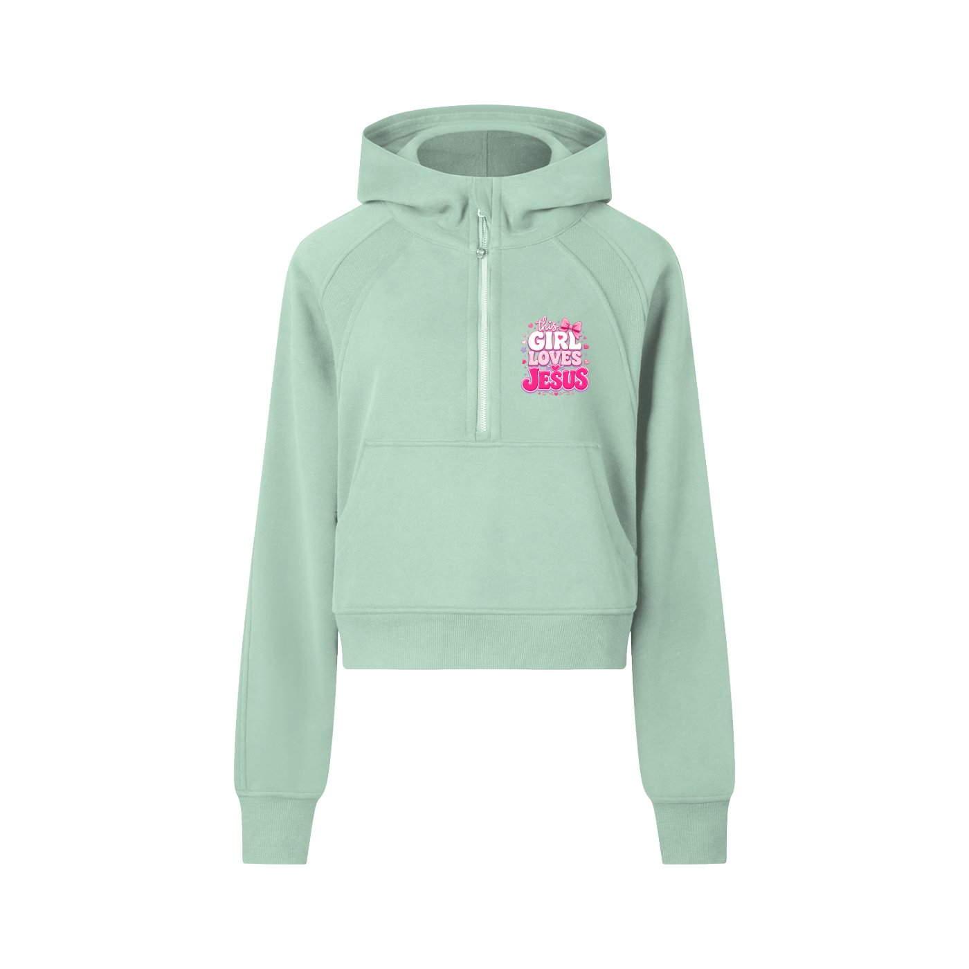 Jesus Loves You Cropped Half-Zip Hoodie