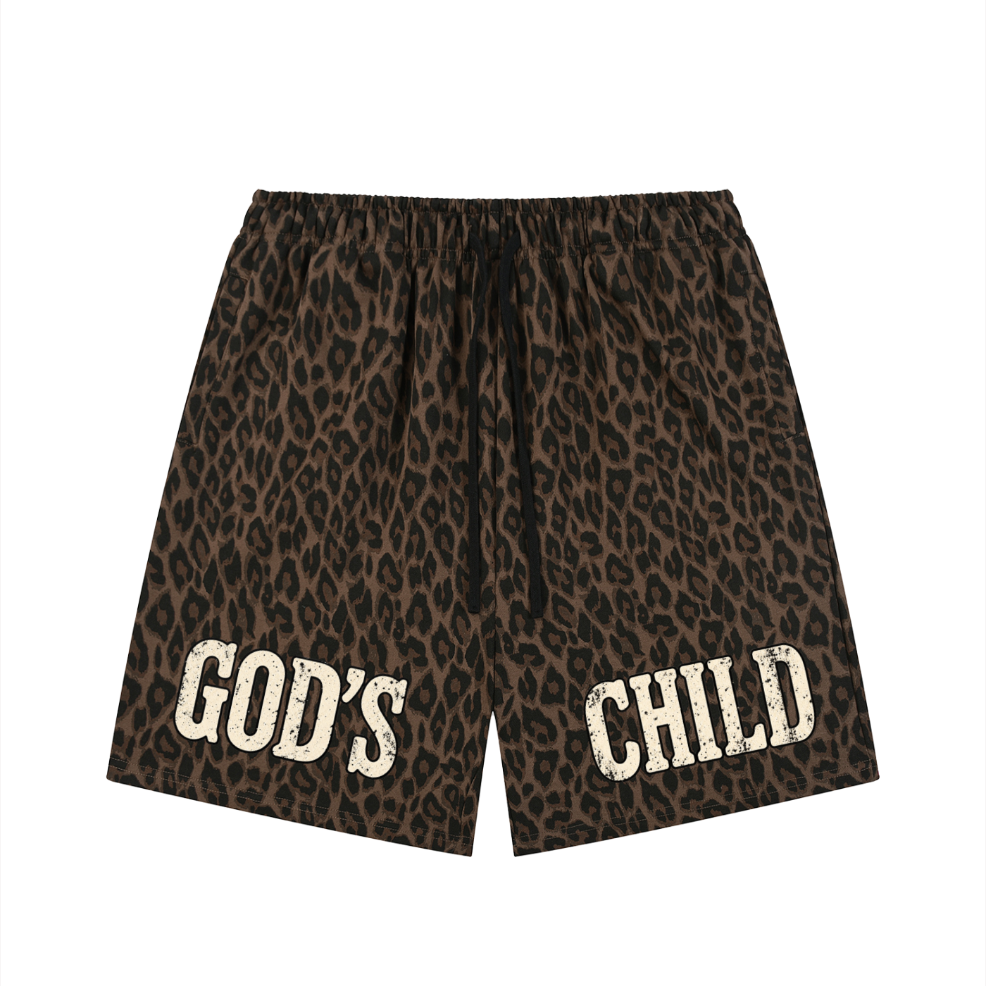 God's Child Unisex Heavyweight Leopard Drawstring Shorts