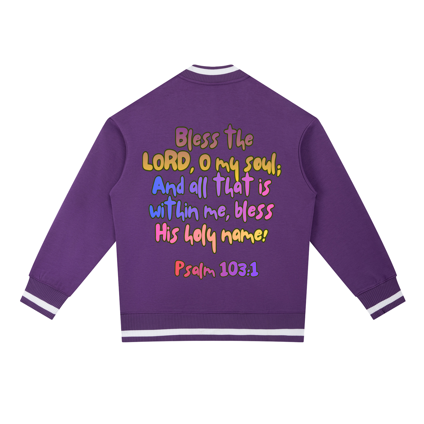"Psalm 103:1" Contrast Piping Zip Bomber Jacket