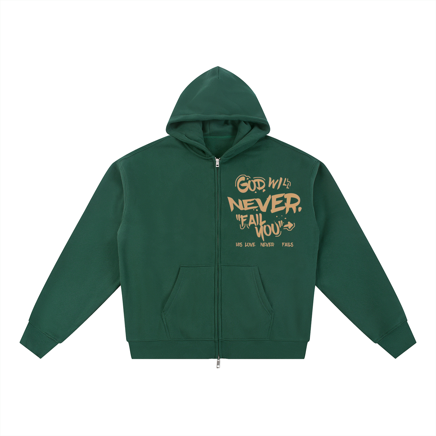 "His Love Never Fails" Essential Fleece Zip-Through Hoodie