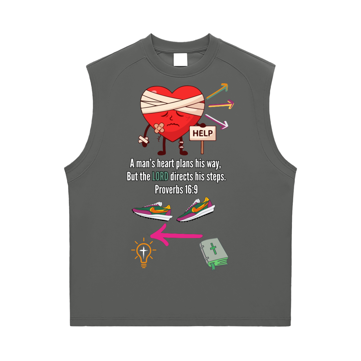 Proverbs 16:9 Sorona Quick-Dry Cooling Tank Top