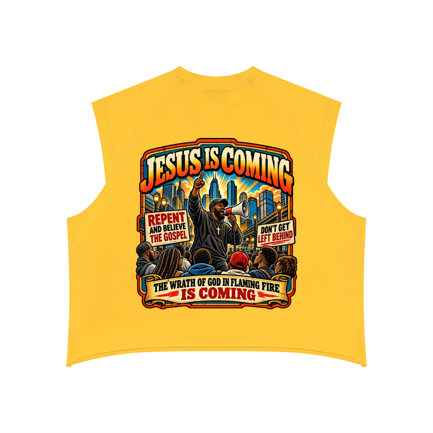 Flaming Fire Men’s Boxy Raw Hem Tank Top
