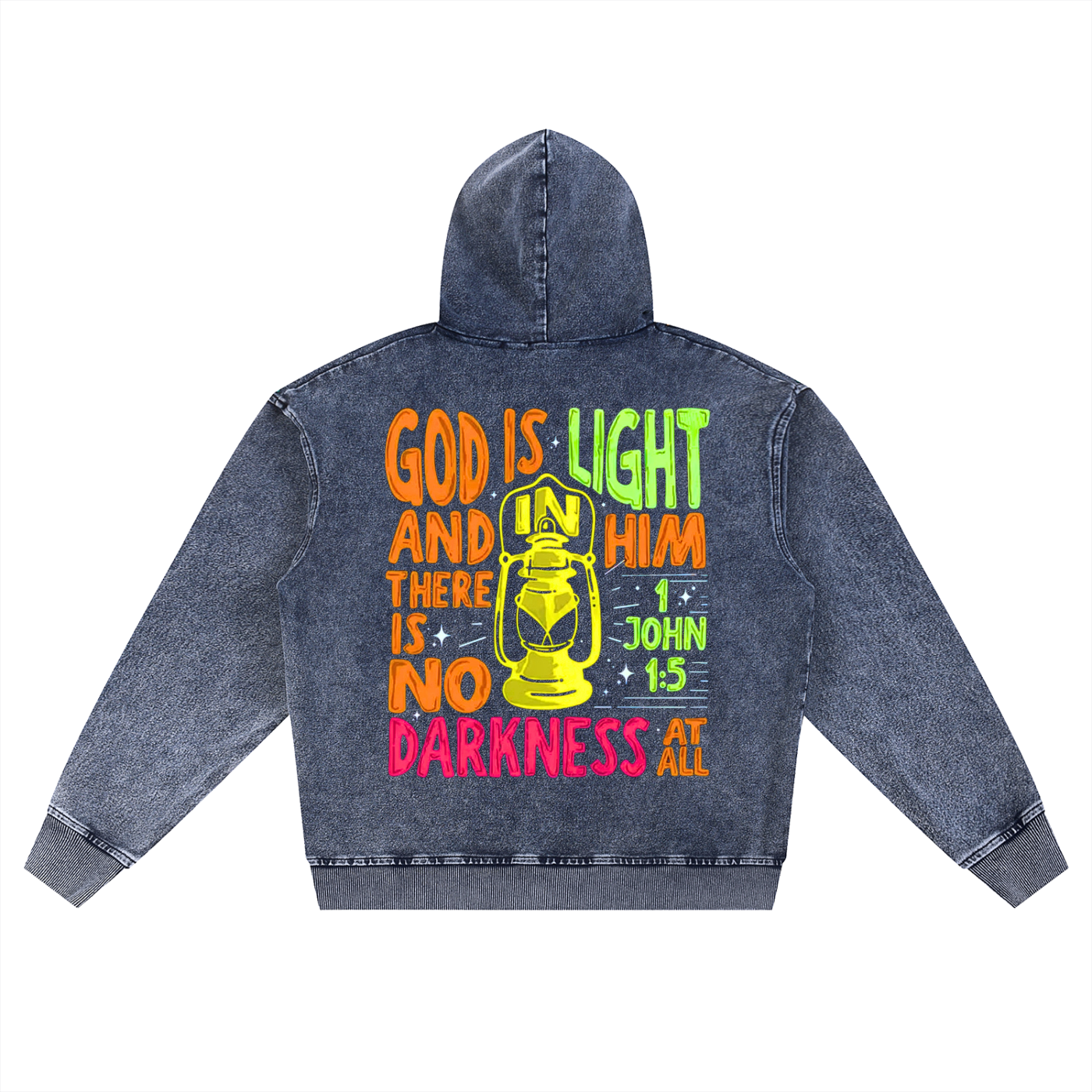 "Jesus is Near" Snow Wash Oversized Zip-Up Hoodie