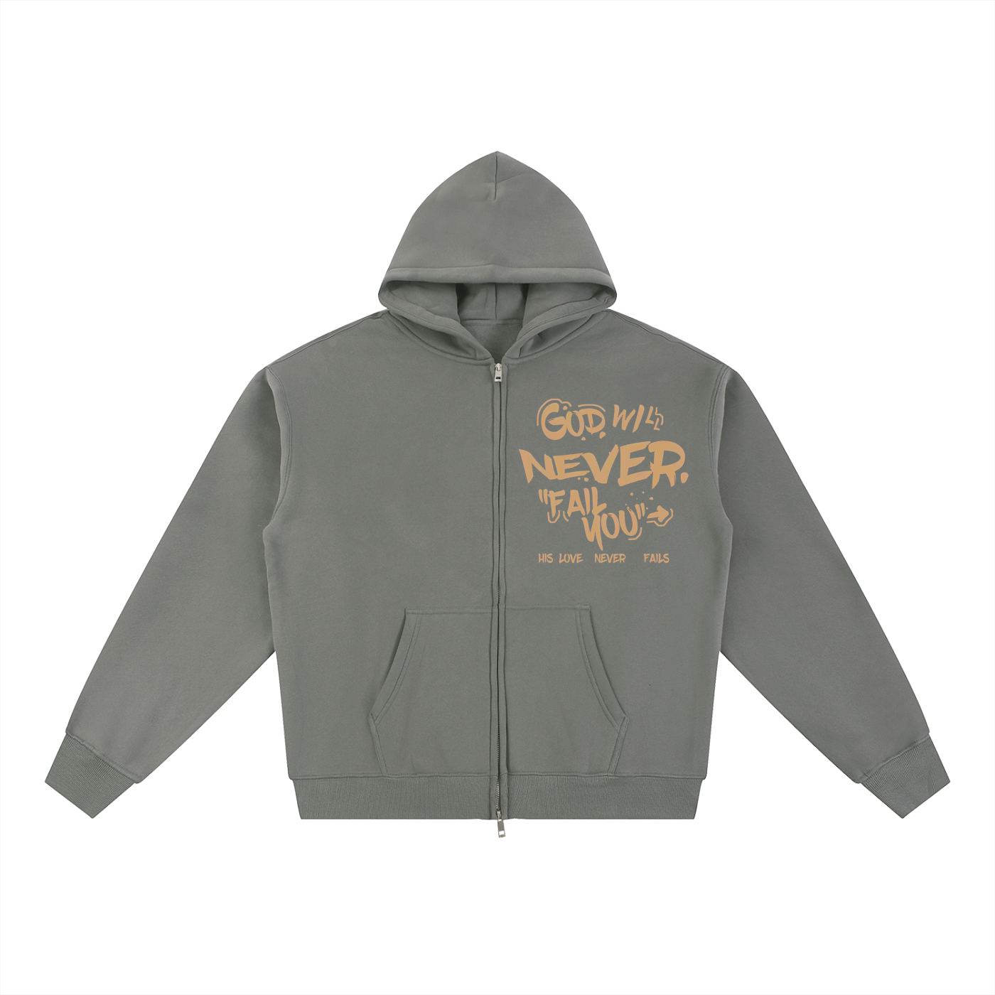 "His Love Never Fails" Essential Fleece Zip-Through Hoodie