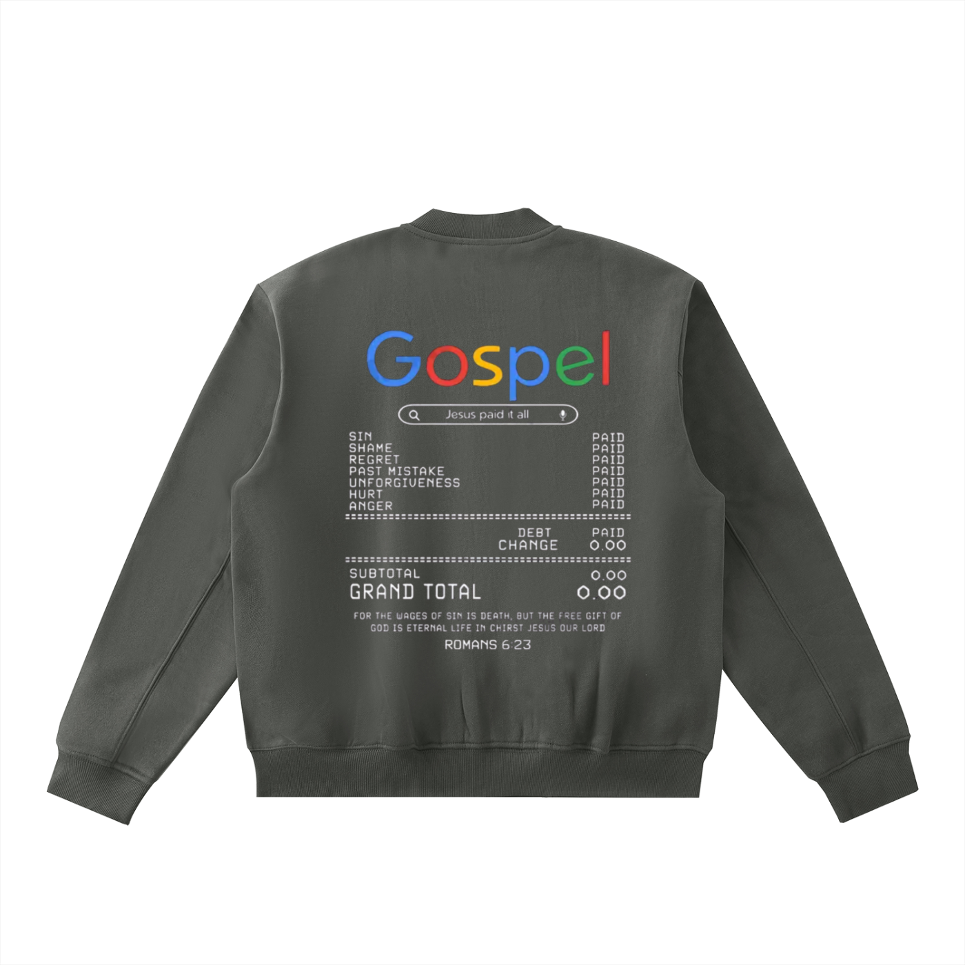 "GOSPEL" Essential Zip-Up Fleeced Varsity Jacket
