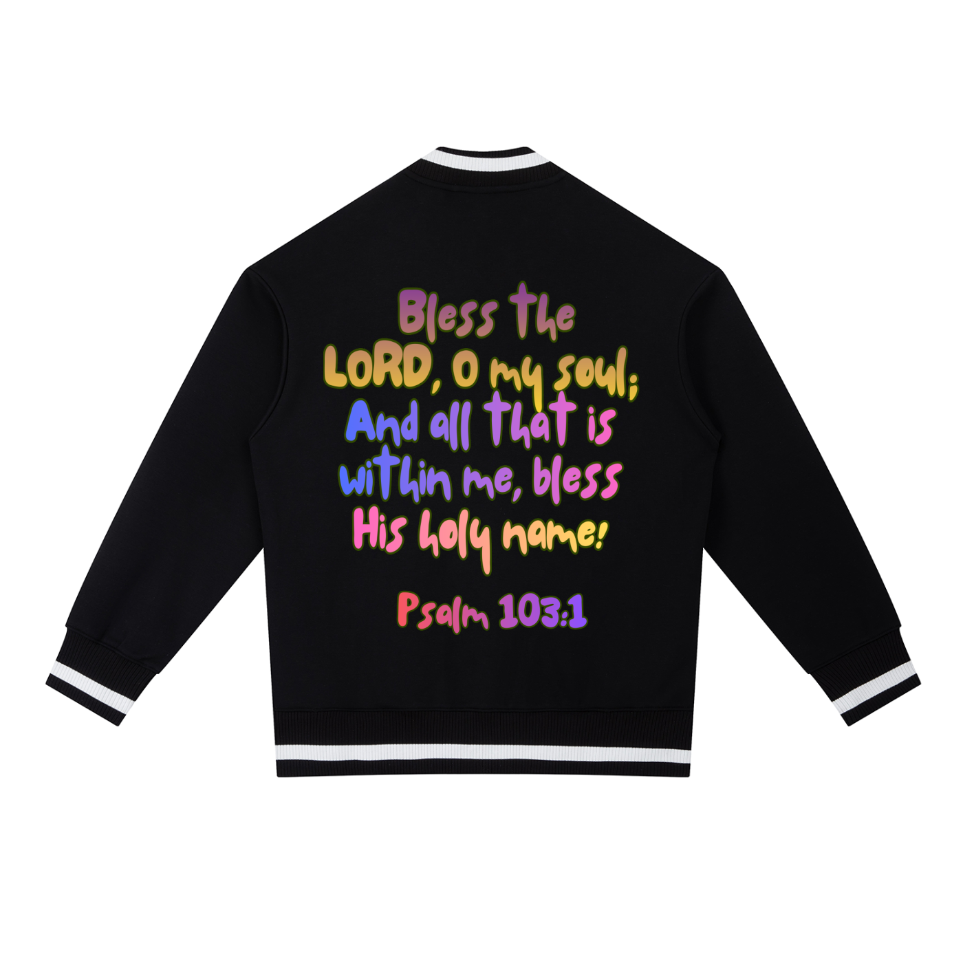 "Psalm 103:1" Contrast Piping Zip Bomber Jacket