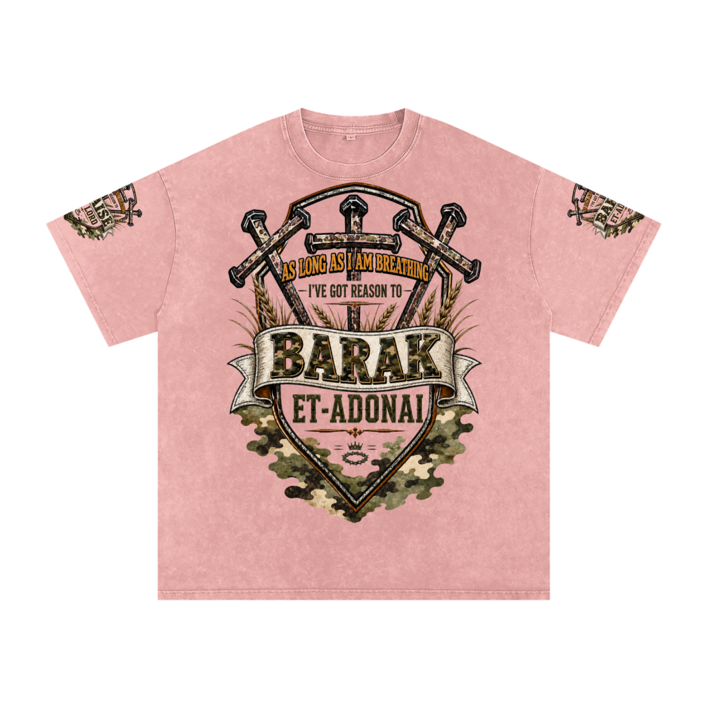 Praise/Barak the Lord Snow Washed Oversized Cotton T-Shirt