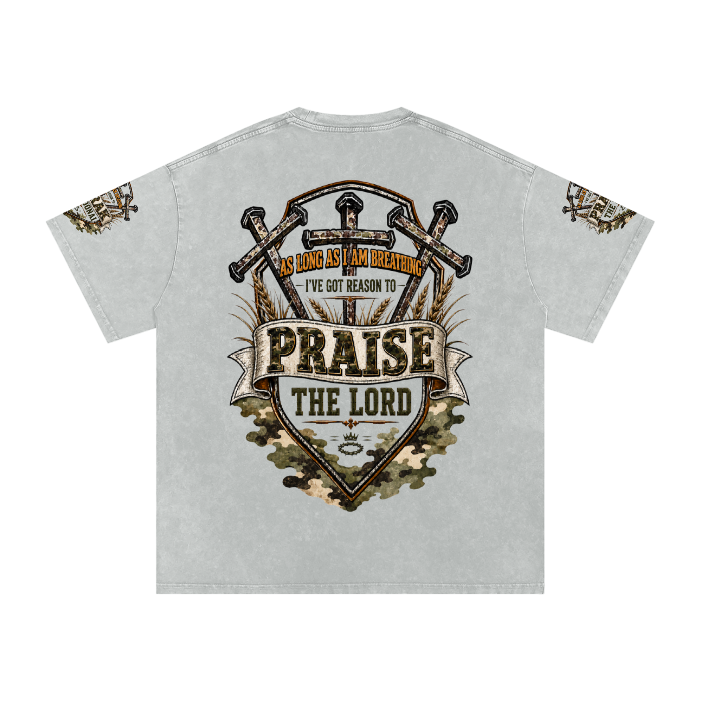 Praise/Barak the Lord Snow Washed Oversized Cotton T-Shirt