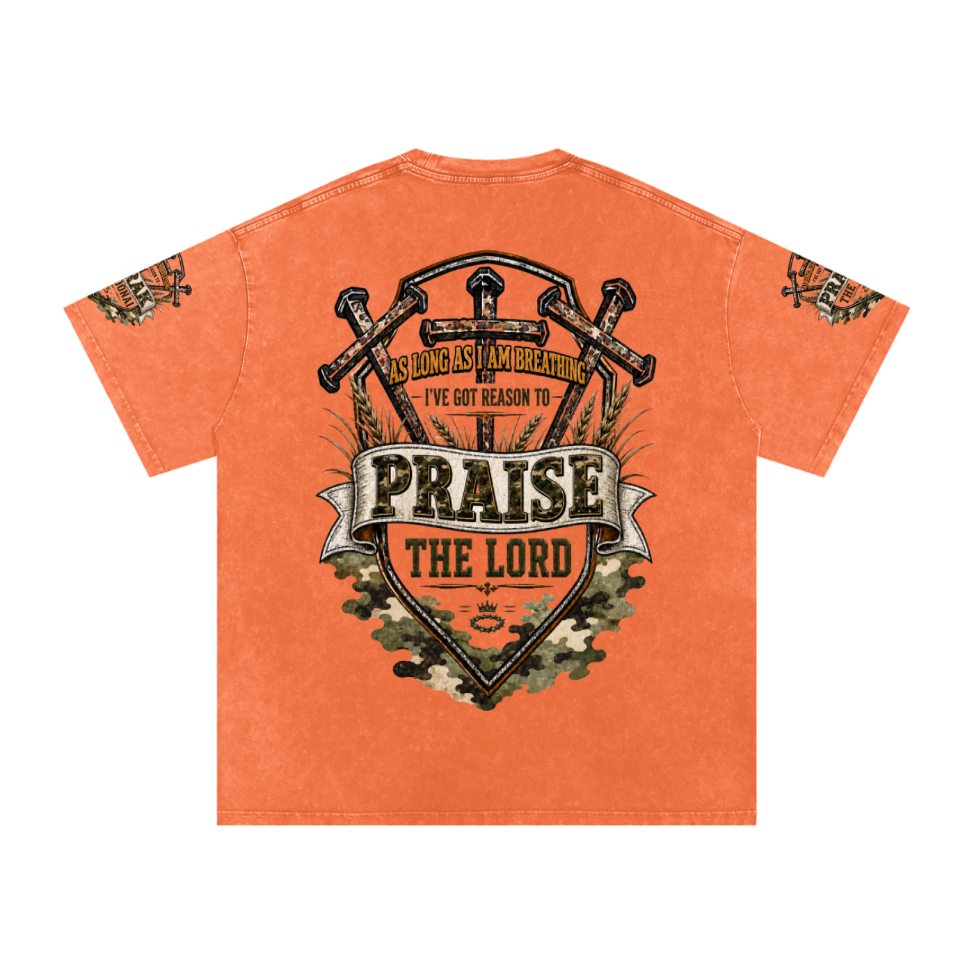 Praise/Barak the Lord Snow Washed Oversized Cotton T-Shirt