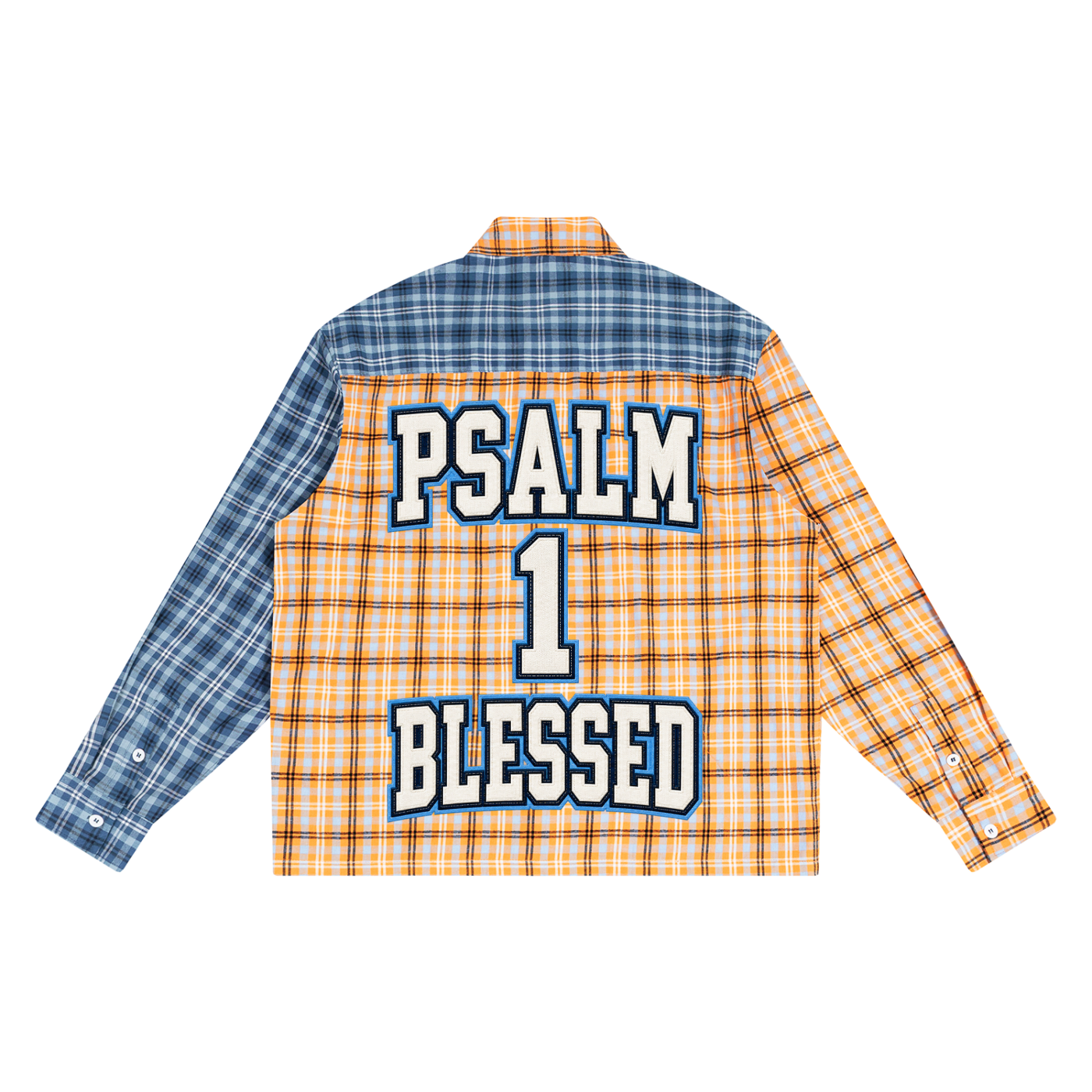 Psalm 1 Blessed Unisex Oversized Plaid Color Block Shirt
