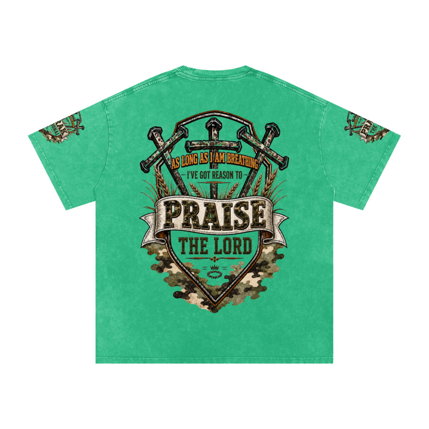 Praise/Barak the Lord Snow Washed Oversized Cotton T-Shirt