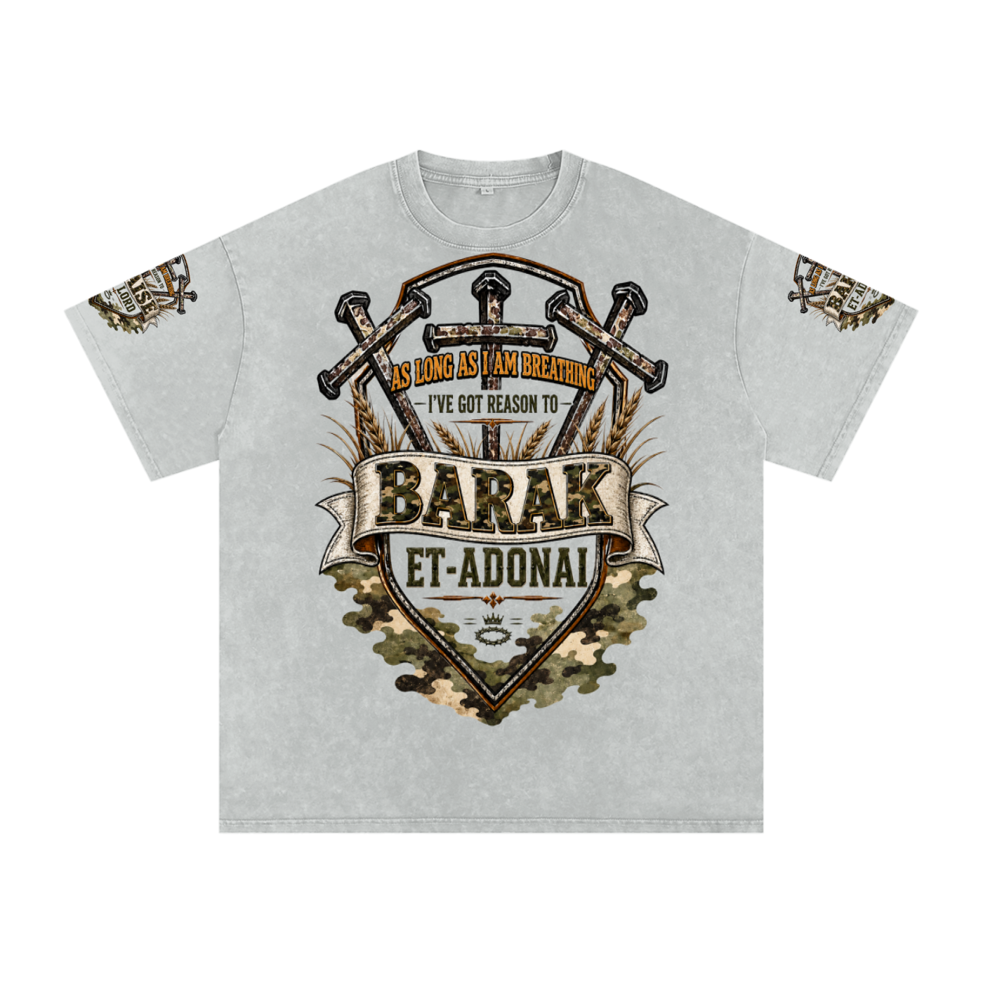 Praise/Barak the Lord Snow Washed Oversized Cotton T-Shirt