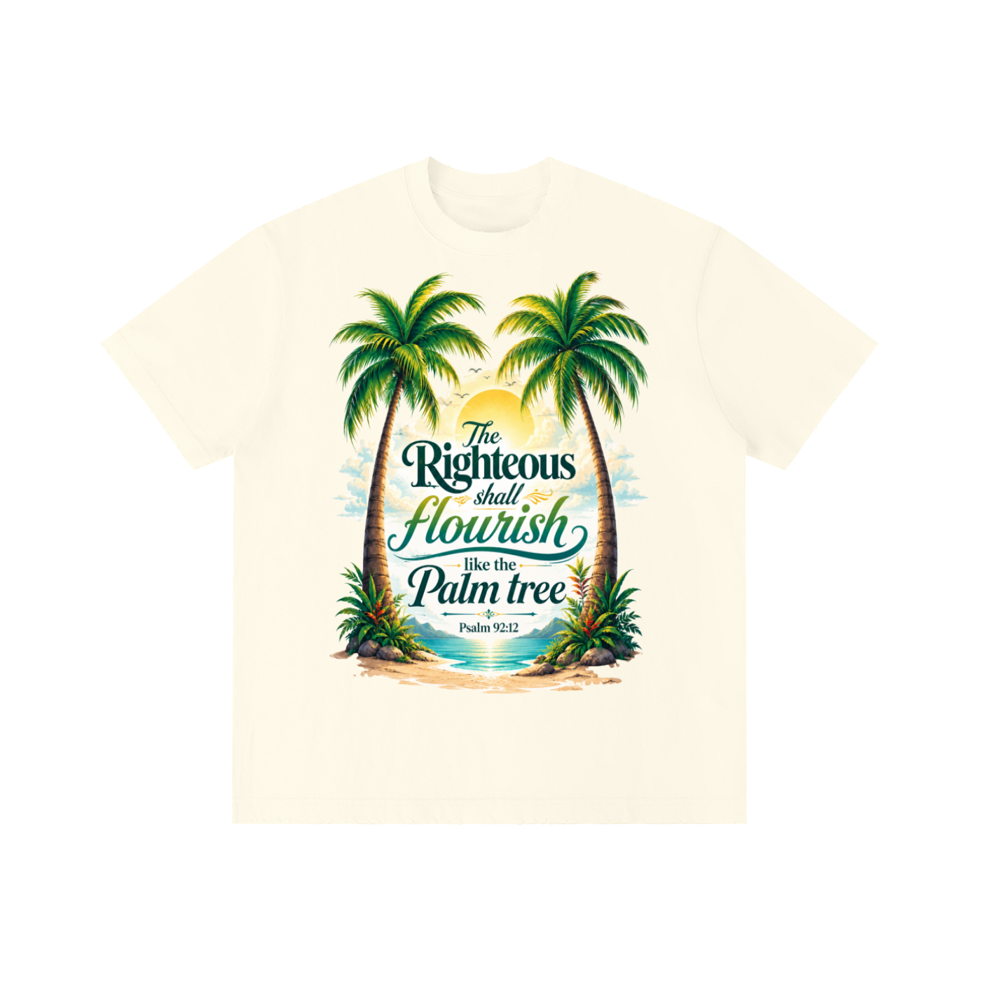 Psalm 92:12/Palm Tree Unisex Vintage Wash Distressed T-Shirt