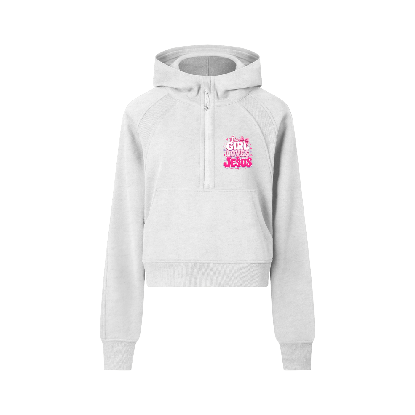 Jesus Loves You Cropped Half-Zip Hoodie